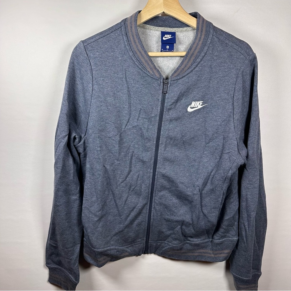 Nike Heather Navy Blue Full-Zip Bomber Sweatshirt